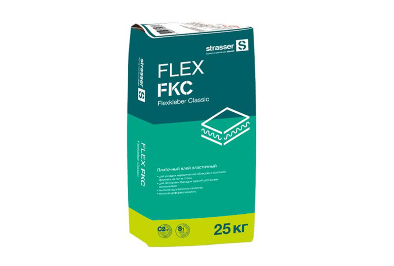 Кладочные растворы эластичный плиточный клей STRASSER FLEX FKC